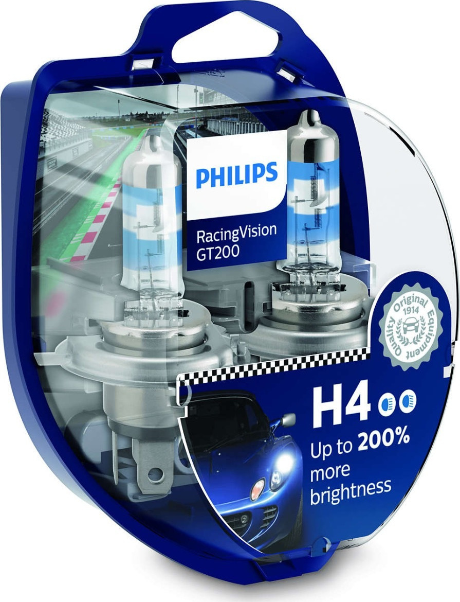 Λάμπες Philips Racing Vision H4 +200% 3600K 60/55W Κωδικός 12342RGTS2 Τιμή: 25 ευρώ