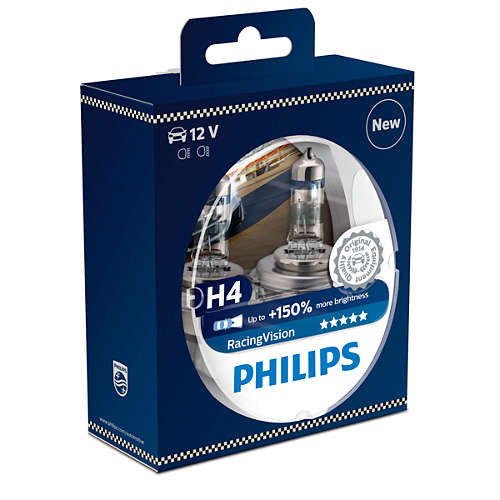 Λάμπες Philips RacingVision H4 +150% 3700K 60/55W Κωδικός 12342RVS2
