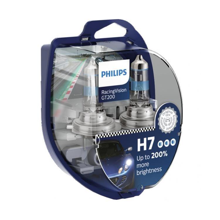 Λάμπες Philips Racing Vision H7 +200% 3500K 55W Κωδικός 12972RGTS2 Τιμή Σετ: 35 ευρώ  