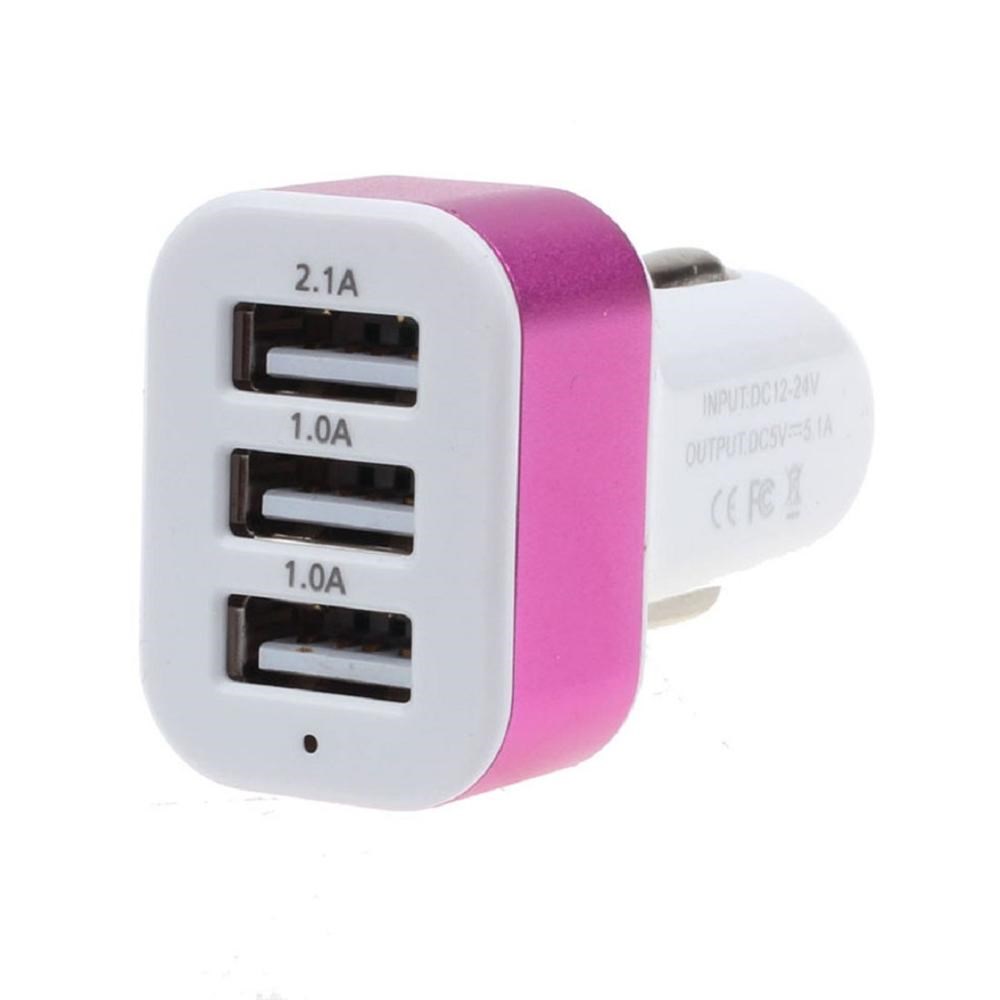 Φορτιστής με 3 USB σε πρίζα αναπτήρα ροζ χρώμα 12-24V Κωδικός NOKOKO KO-14 Τιμή : 10 ευρώ