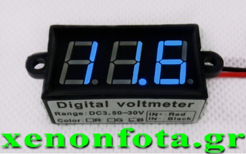 Βολτόμετρο ψηφιακό αδιάβροχο 3.5-30V Μπλε ψηφία Κωδικός XF205