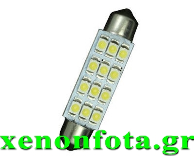 LED Σωληνωτό 44mm 12 SMD Λευκό φως Κωδικός XF561