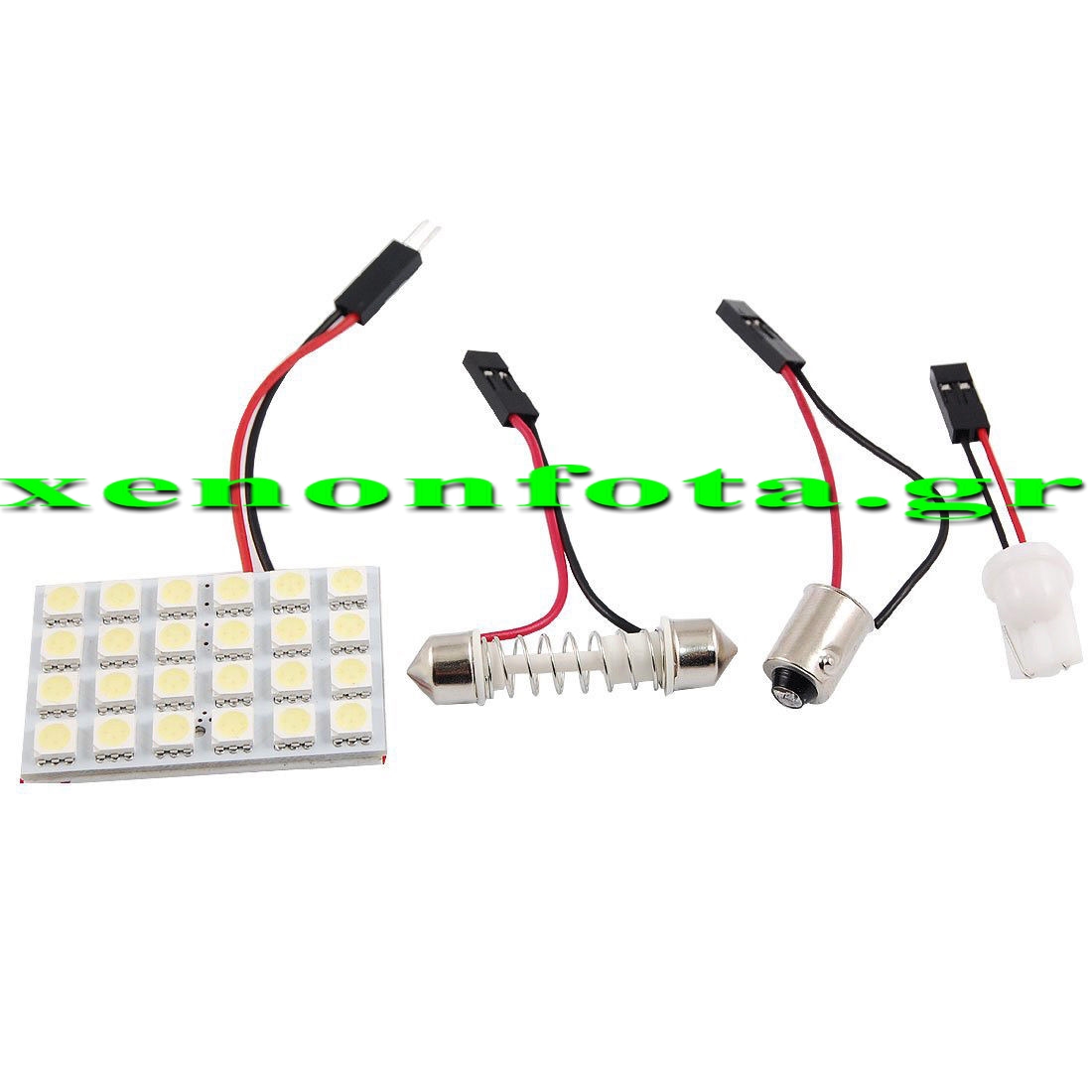 Πλακέτα LED 24 SMD με αντάπτορες T10/C5W/BA9s Ψυχρό λευκό φως Κωδικός XF603