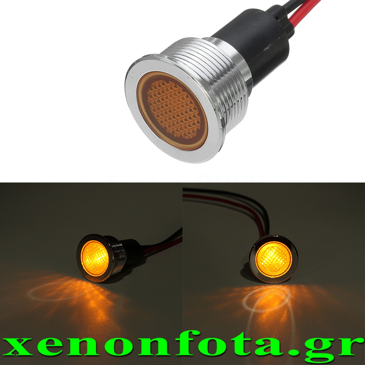 Ενδεικτικό LED Αδιάβροχο μεταλλικό 19mm Πορτοκαλί φως Κωδικός XF661
