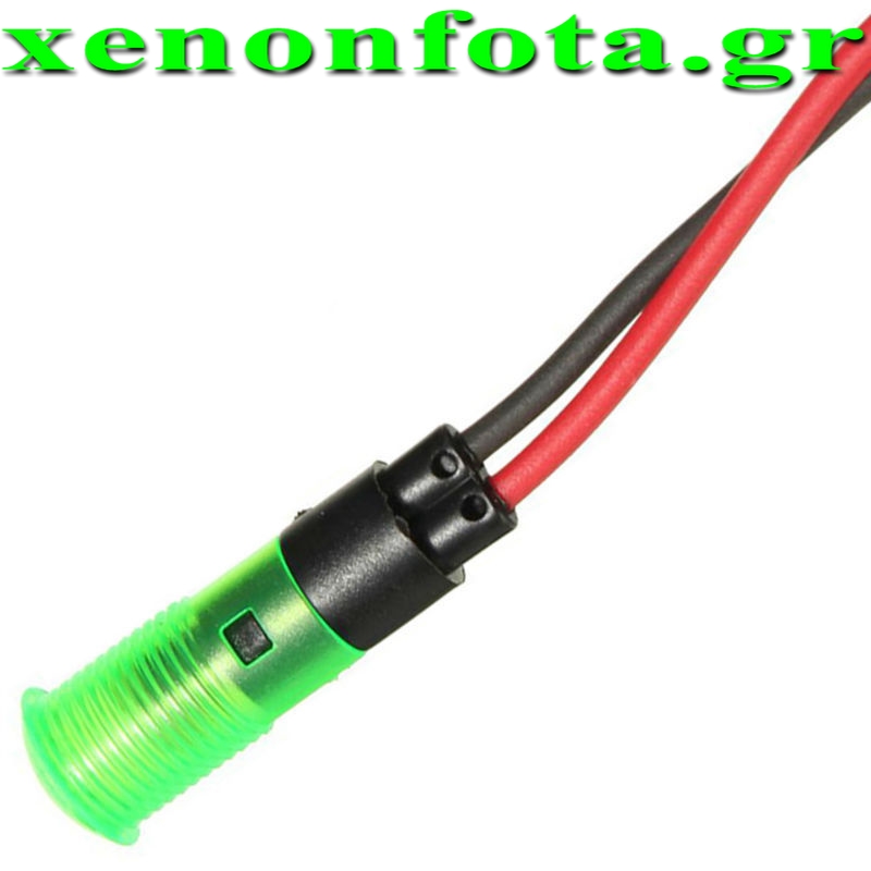 Ενδεικτικό LED ανθεκτικό πλαστικό 8mm Πράσινο Φως Κωδικός XF666