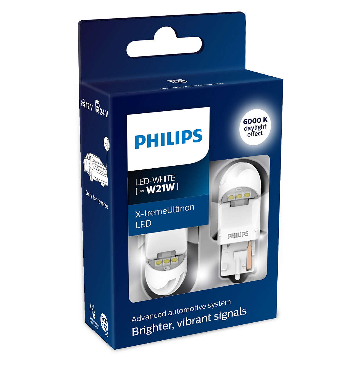 Led Philips T20 W21W 12/24V 6.000K X-treme Ultinon Κωδικός 11065XUWX2 Τιμή Σετ: 38 ευρώ