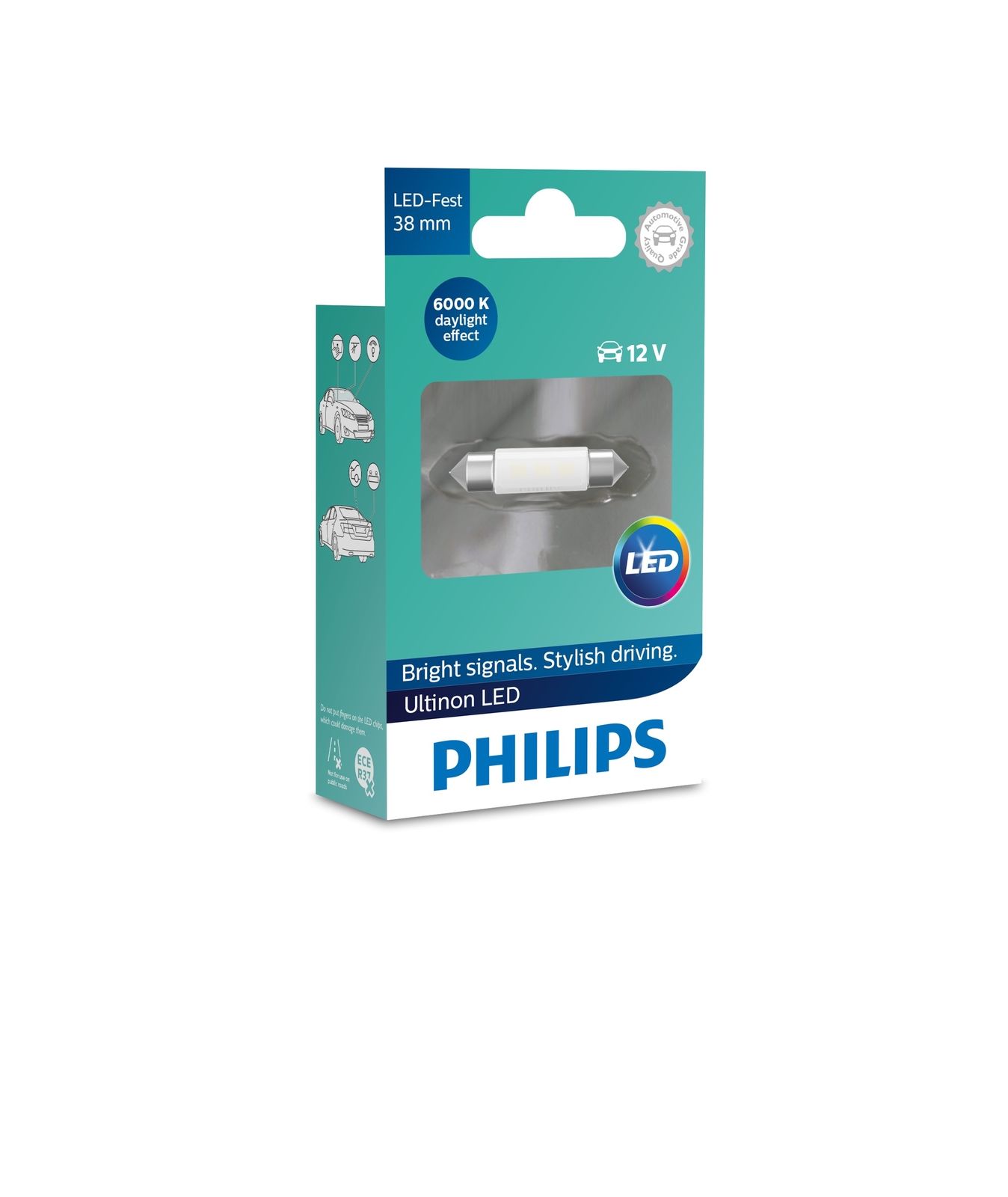 Led Philips Festoon 38mm 6000K 12V Ultinon Κωδικός 11854ULWX1 Τιμή Τεμαχίου: 9 ευρώ 