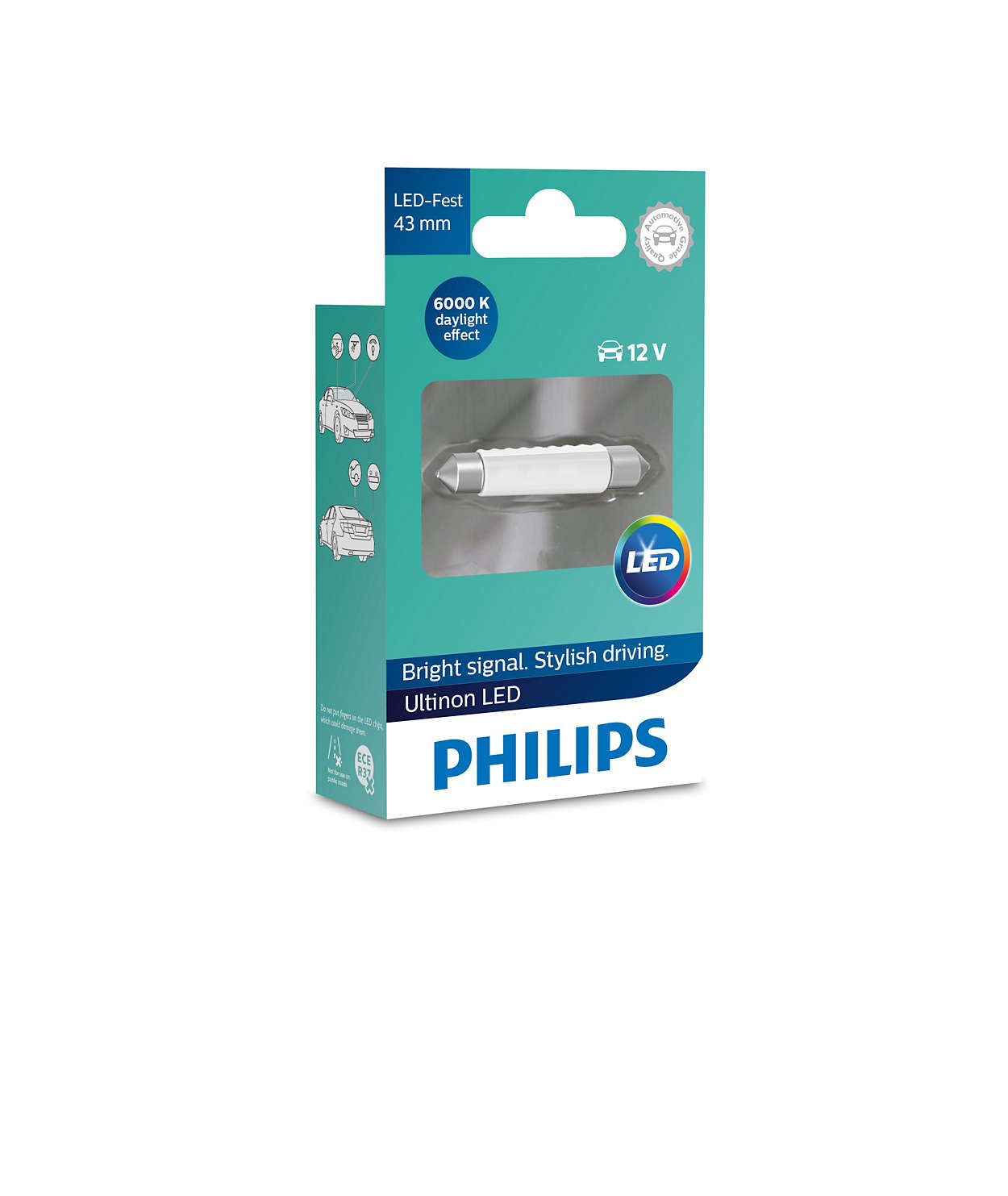 Led Philips Festoon 43mm 6000K 12V Ultinon Κωδικός 11864ULWX1 Τιμή Τεμαχίου: 9 ευρώ