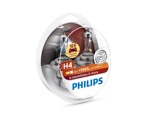 Λάμπες Philips X-treme Vision G-Force NEW H7 +130% 3400K 12V 55/60W Κωδικός 12342XVGS2 Τιμή Ζεύγους: 25 ευρώ