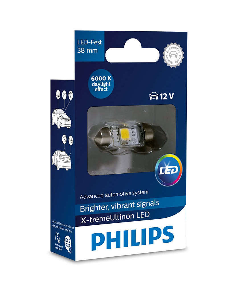 Led Philips Festoon 43mm 6000K 12V X-treme Ultinon Gen2 Κωδικός 128596000KX1 Τιμή Τεμαχίου: 12 ευρώ