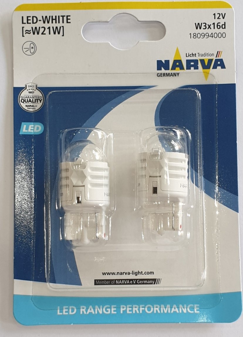 Narva Led W21W T20 White Range Performance Κωδικός 18099 Τιμή Σετ: 15 ευρώ