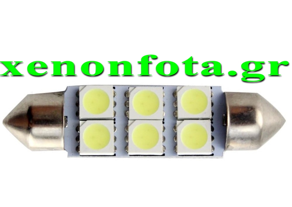 Led Σωληνωτό 39mm 6 SMD 5050 Λευκό φως 24V Κωδικός XF589