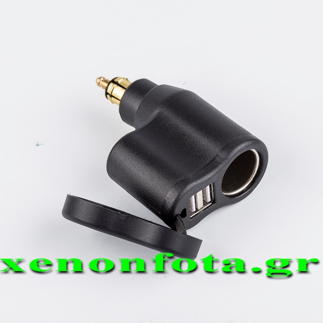 Διπλή πρίζα BMW DIN με 2 θύρες USB 5V 2.1A+1.2A και πρίζα αναπτήρα Κωδικός XF170