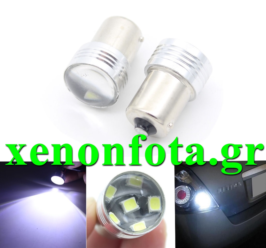 Led BA15s Λευκό δυνατό φως 6 SMD Κωδικός XF504