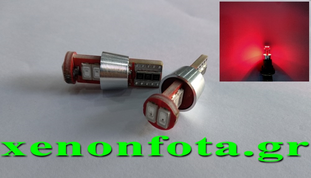 LED T10 Canbus 6 SMD 5730 πολύ δυνατό Κόκκινο φως Κωδικός XF619