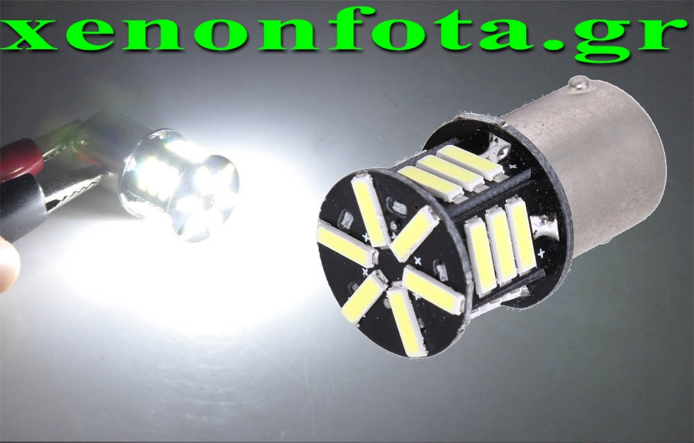 LED Μονοπολική BA15s με 21 SMD 7014 Ψυχρό λευκό φως Κωδικός XF624