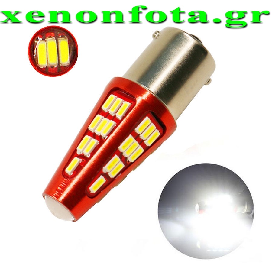 LED Μονοπολική BA15s με 48 SMD 4014 Ψυχρό λευκό φως Κωδικός XF625