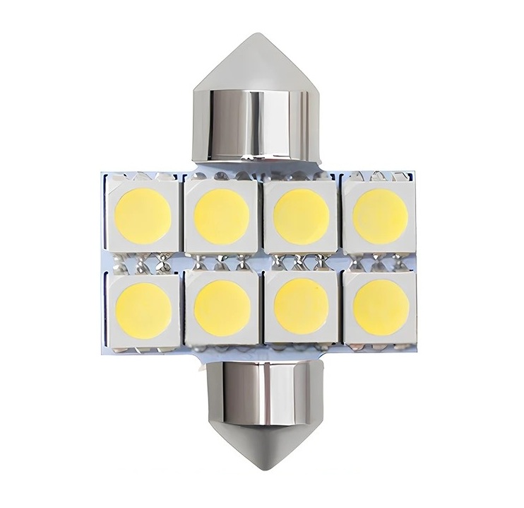 LED Σωληνωτό 36mm με 8 5050 SMD Λευκό φως 12V Κωδικός XF502