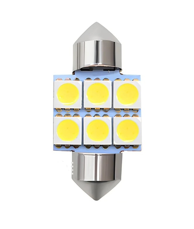 LED Σωληνωτό 36mm με 6 5050 SMD Λευκό φως 12V Κωδικός XF524