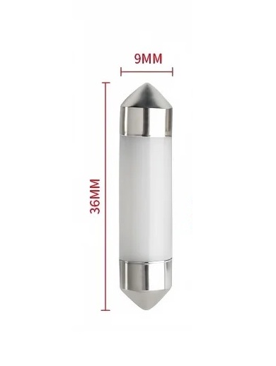 LED Σωληνωτό 36mm COB Λευκό φως 12V Κωδικός XF558